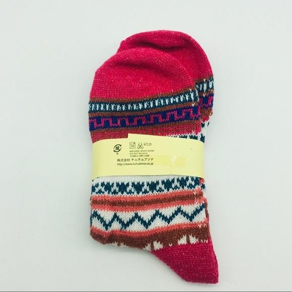 NEW Colorful Crew Knit Socks by TUTU-ANNA Fair isle design - Picture 2 of 2